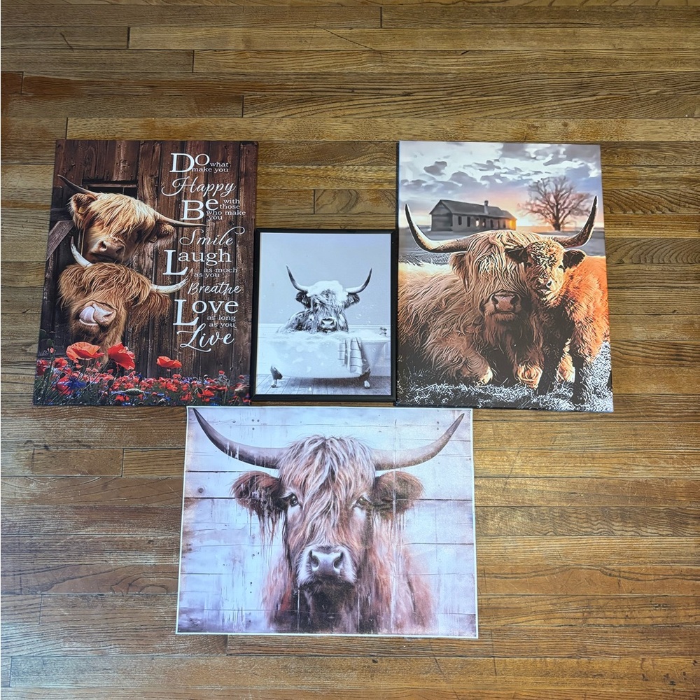Charming Highland Cow Wall Art Collection